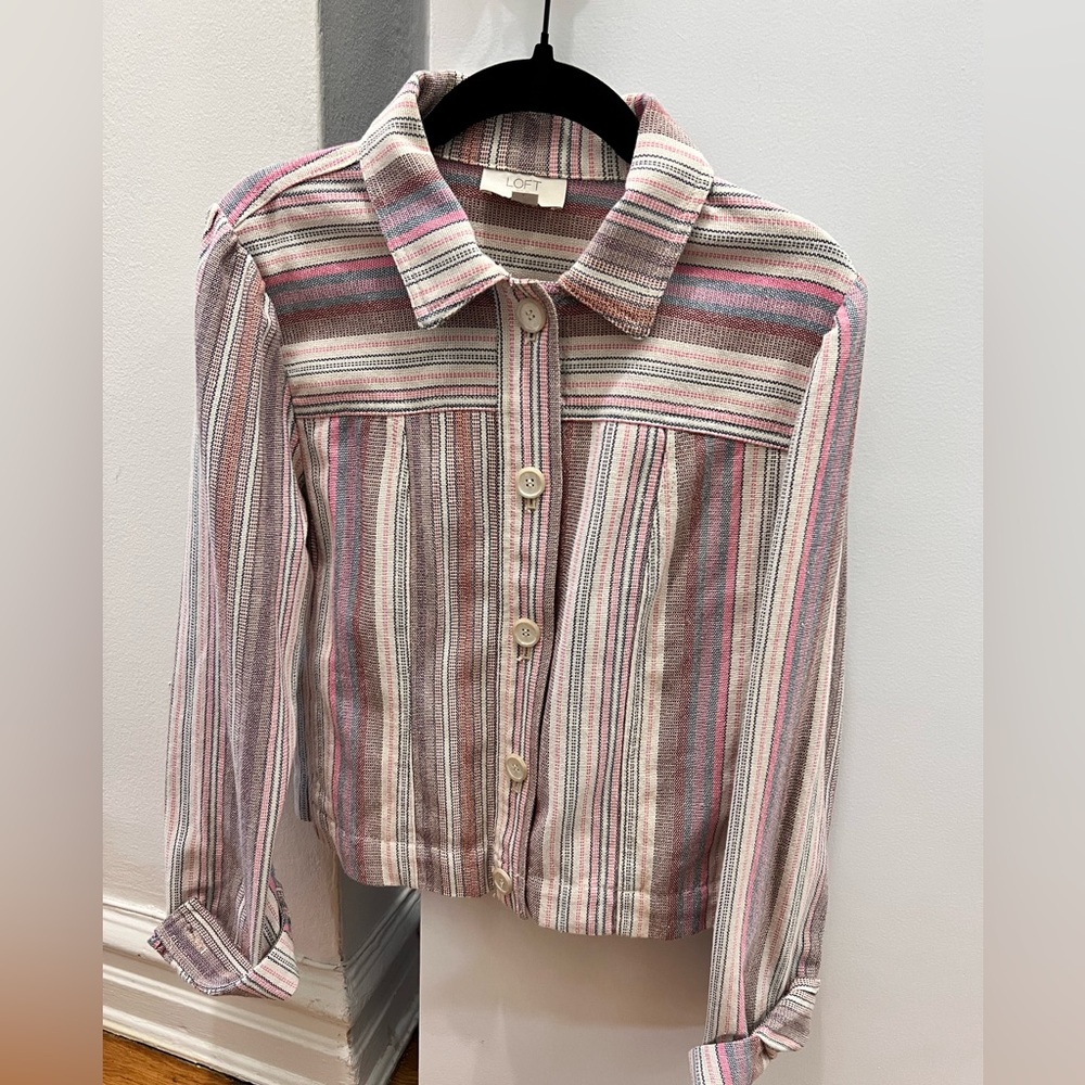 Loft Striped Multicolor Cropped Jacket
